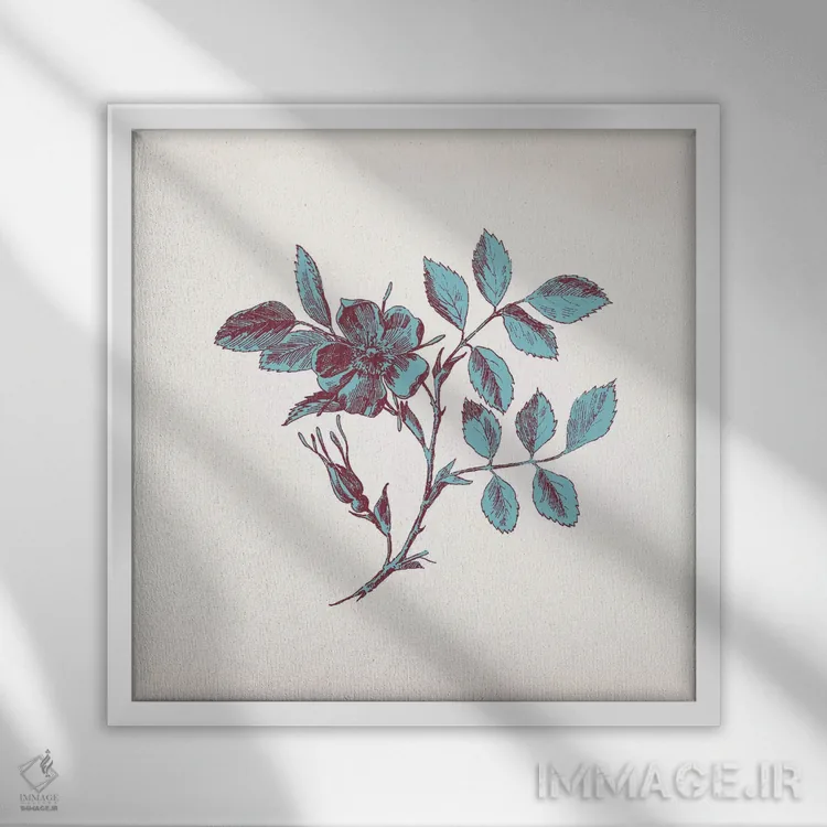 تابلو شاخه آبی اثر فایو بای فایو کالکتیو - نمای قابدار سفید