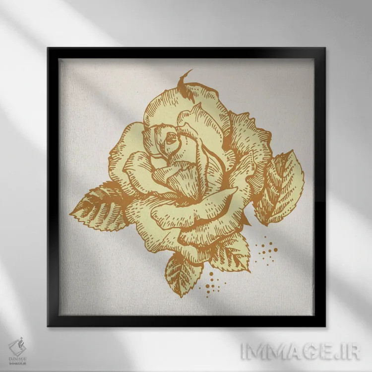 تابلو رز زرد اثر فایو بای فایو کالکتیو - نمای قابدار مشکی