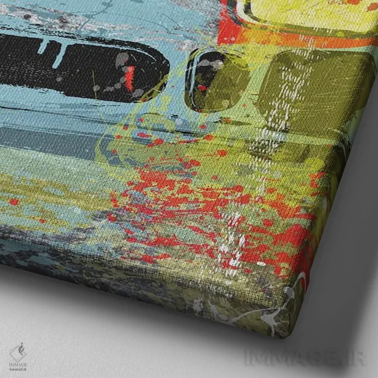 تابلو فورد علیه فراری اثر فلای گرافیکس (استودیو/برند هنری) - نمای نزدیک بافت بوم