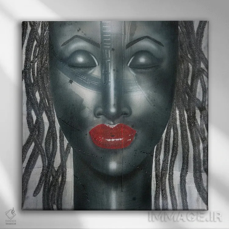 تابلو قرمز تیره و سیاه اثر فرد اودل - نمای روبهرو روی دیوار