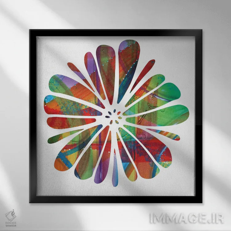 تابلو گل چندرنگ اثر فرد اودل - نمای قابدار مشکی