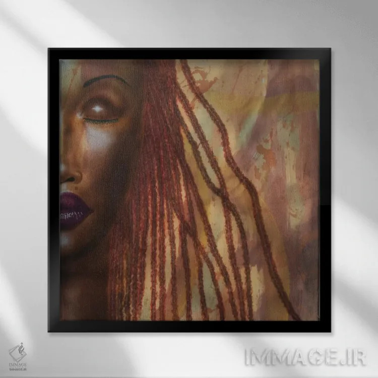 تابلو دختر با موهای قرمز بافته اثر فرد اودل - نمای قابدار مشکی