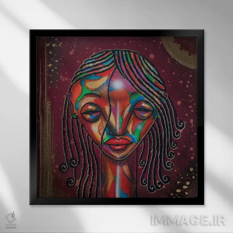 تابلو دختر با موهای فر اثر فرد اودل - نمای قابدار مشکی