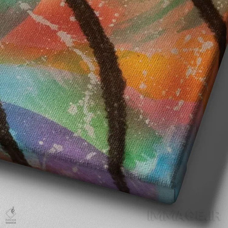 تابلو آتشبازی اثر فرد اودل - نمای نزدیک بافت بوم