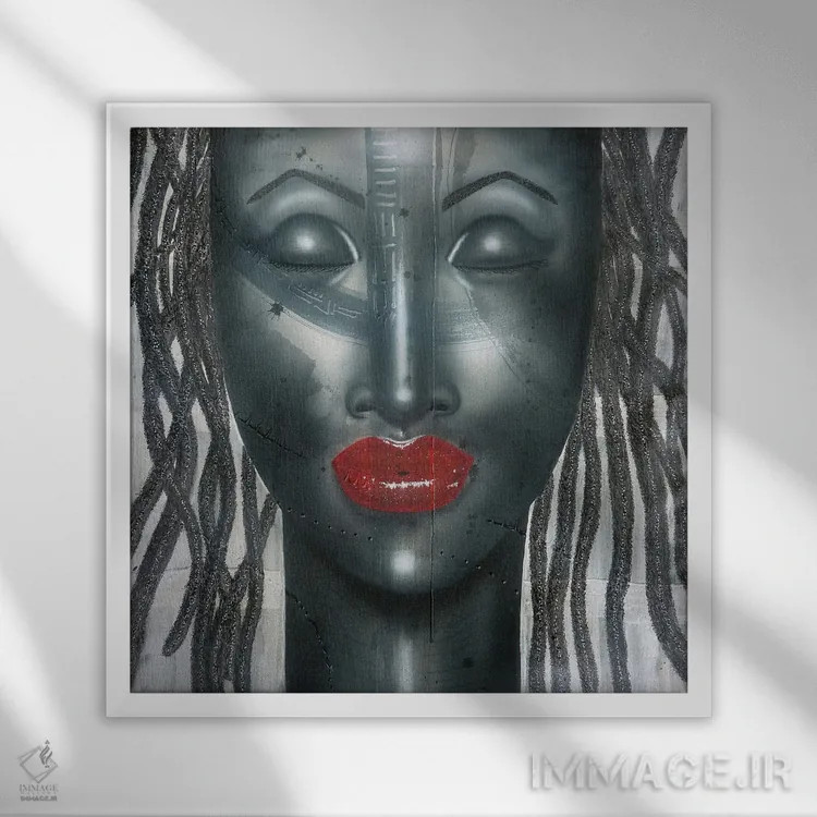 تابلو قرمز تیره و سیاه اثر فرد اودل - نمای قابدار سفید