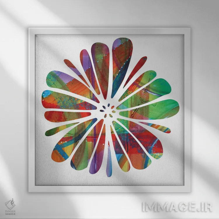 تابلو گل چندرنگ اثر فرد اودل - نمای قابدار سفید