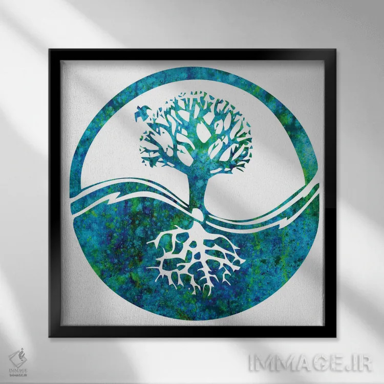 تابلو درخت زندگی ۱ اثر فرد اودل - نمای قابدار مشکی