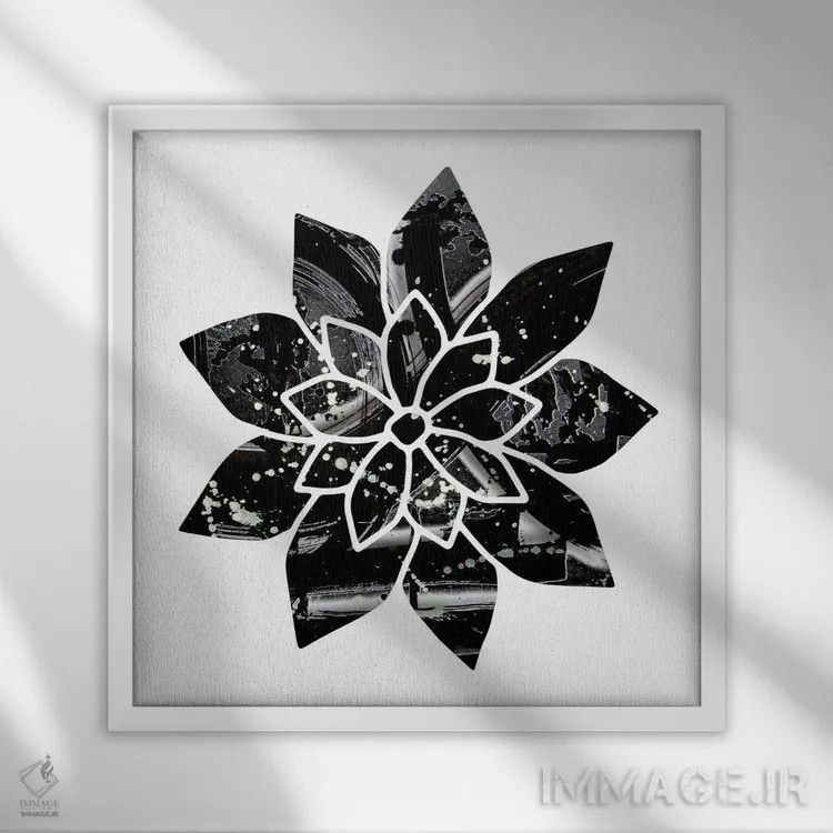 تابلو گل سیاهوسفید اثر فرد اودل - نمای قابدار سفید