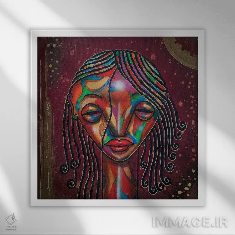 تابلو دختر با موهای فر اثر فرد اودل - نمای قابدار سفید