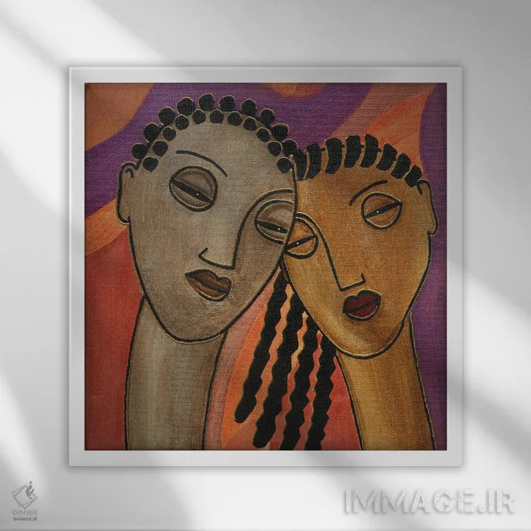 تابلو دختر و پسر اثر فرد اودل - نمای قابدار سفید