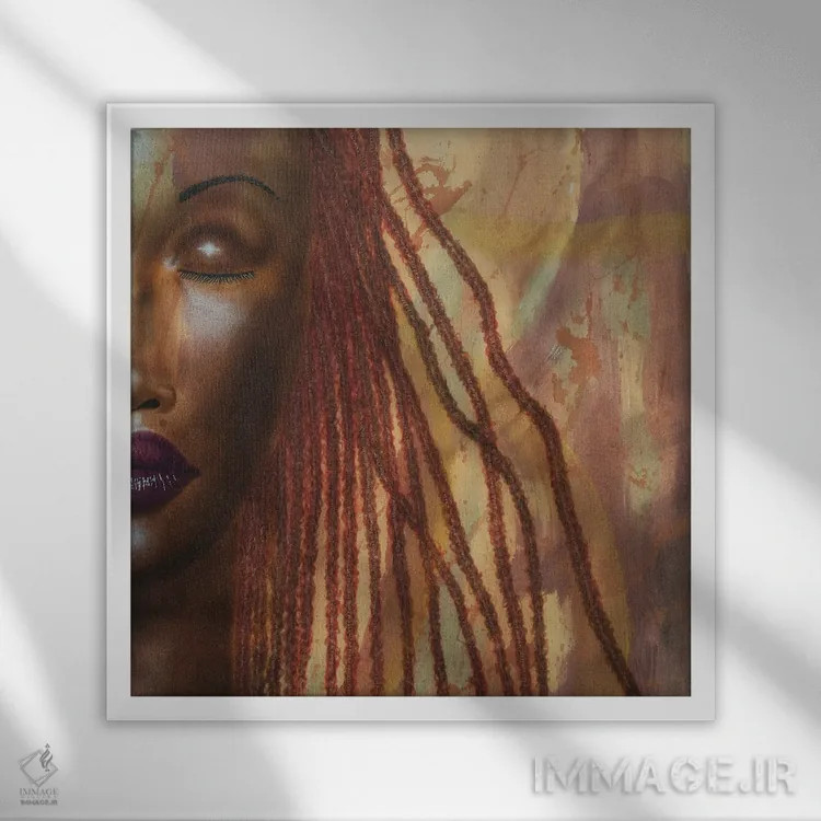 تابلو دختر با موهای قرمز بافته اثر فرد اودل - نمای قابدار سفید