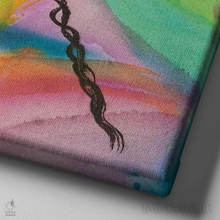 تابلو شادی فراوان اثر فرد اودل - نمای نزدیک بافت بوم