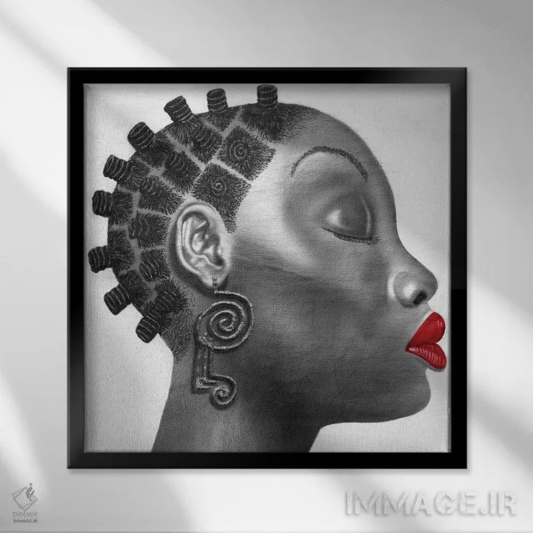 تابلو دختر نوبیایی اثر فرد اودل - نمای قابدار مشکی