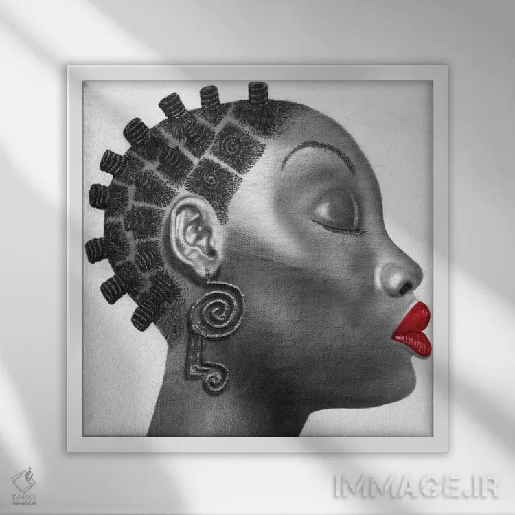 تابلو دختر نوبیایی اثر فرد اودل - نمای قابدار سفید