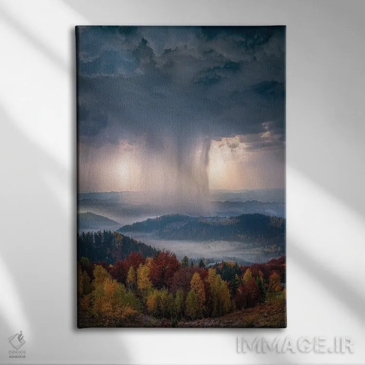 تابلو باران پاییزی سنگین اثر برنت شاونور - نمای روبهرو روی دیوار