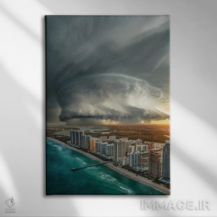 تابلو مصیبت ساحل میامی اثر برنت شاونور - نمای روبهرو روی دیوار
