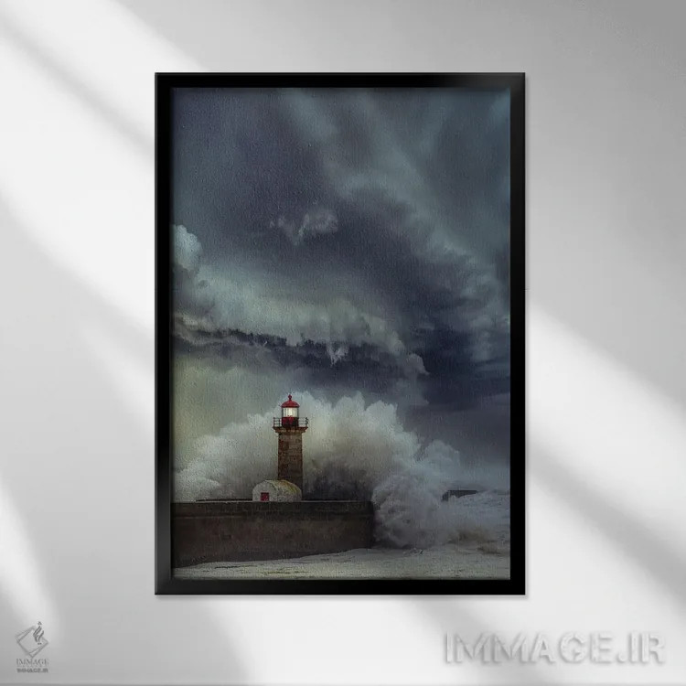 تابلو آشوب فانوس دریایی اثر برنت شاونور - نمای قابدار مشکی
