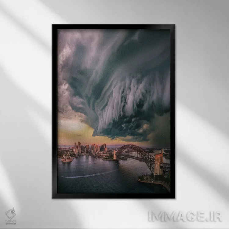 تابلو ابر گوهای سیدنی (استرالیا) اثر برنت شاونور - نمای قابدار مشکی