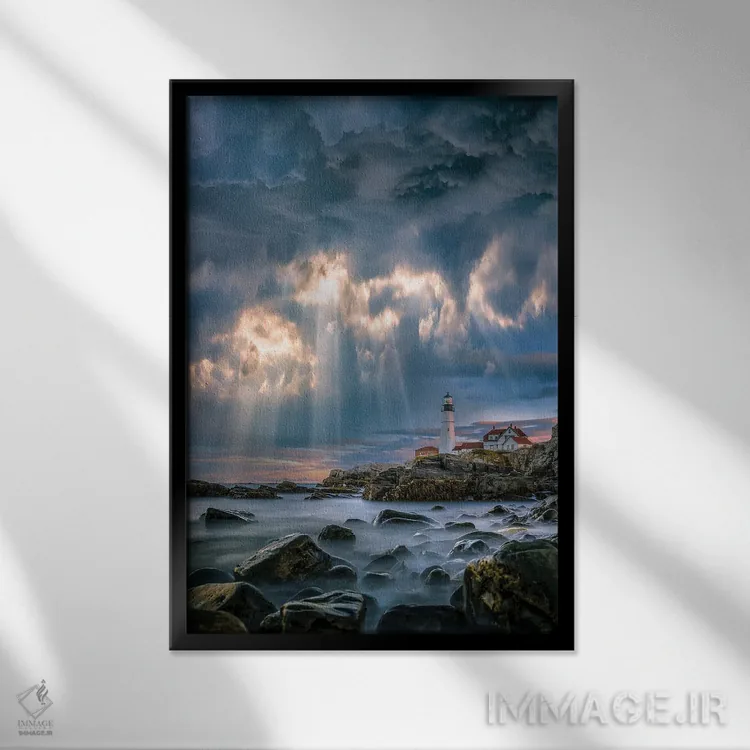 تابلو تابش خورشید در کیپ الیزابت اثر برنت شاونور - نمای قابدار مشکی