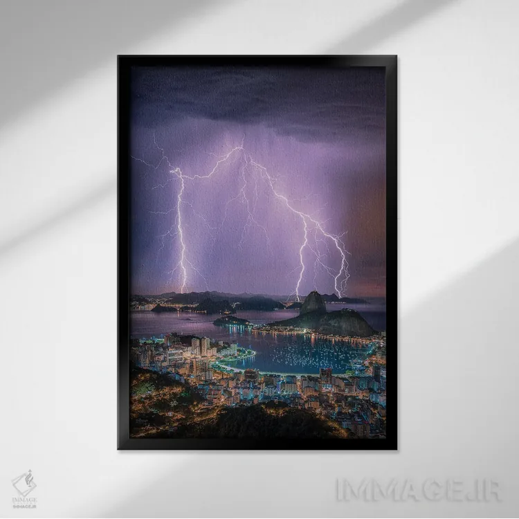 تابلو نورهای ریو اثر برنت شاونور - نمای قابدار مشکی