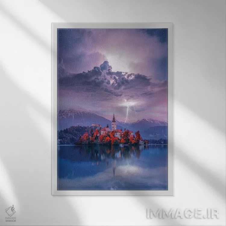 تابلو کمال دریاچه بلد اثر برنت شاونور - نمای قابدار سفید