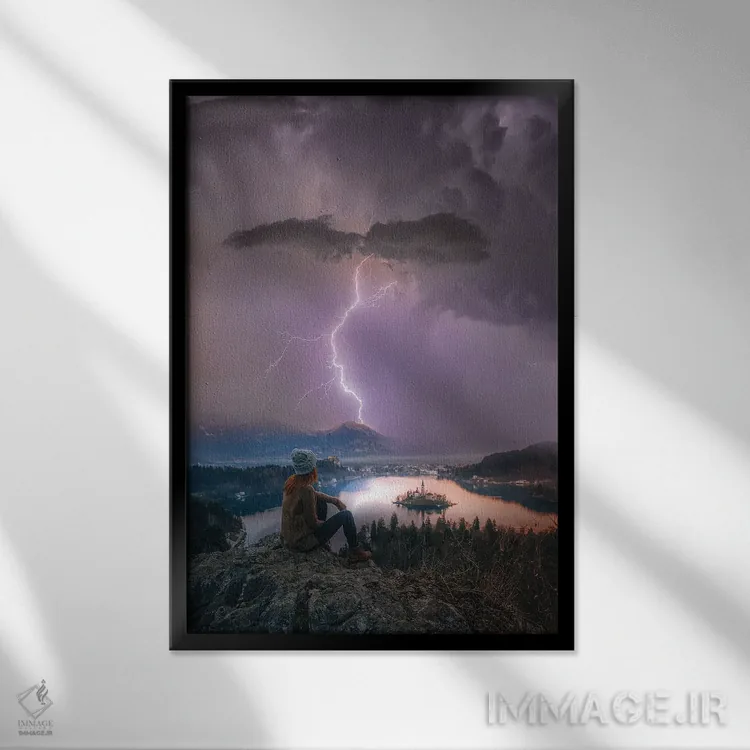 تابلو اندیشههای دریاچه بلد اثر برنت شاونور - نمای قابدار مشکی