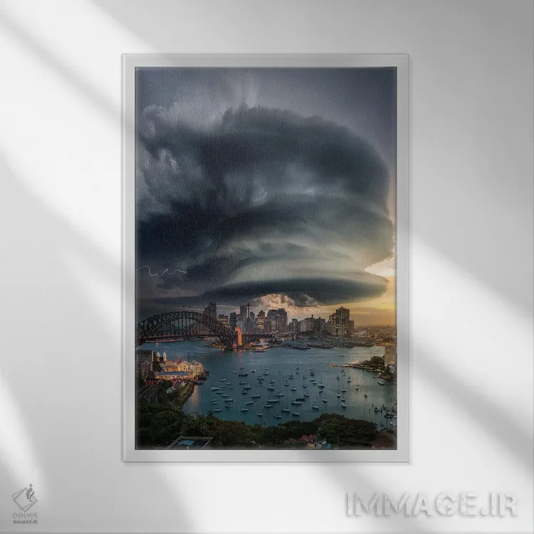 تابلو ابر ابرسلول سیدنی اثر برنت شاونور - نمای قابدار سفید