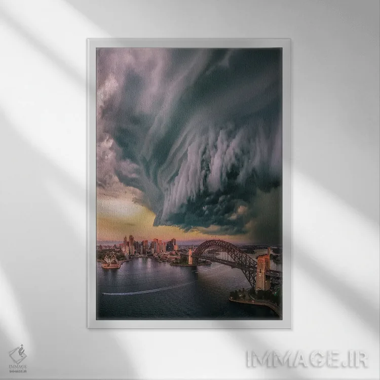 تابلو ابر گوهای سیدنی (استرالیا) اثر برنت شاونور - نمای قابدار سفید