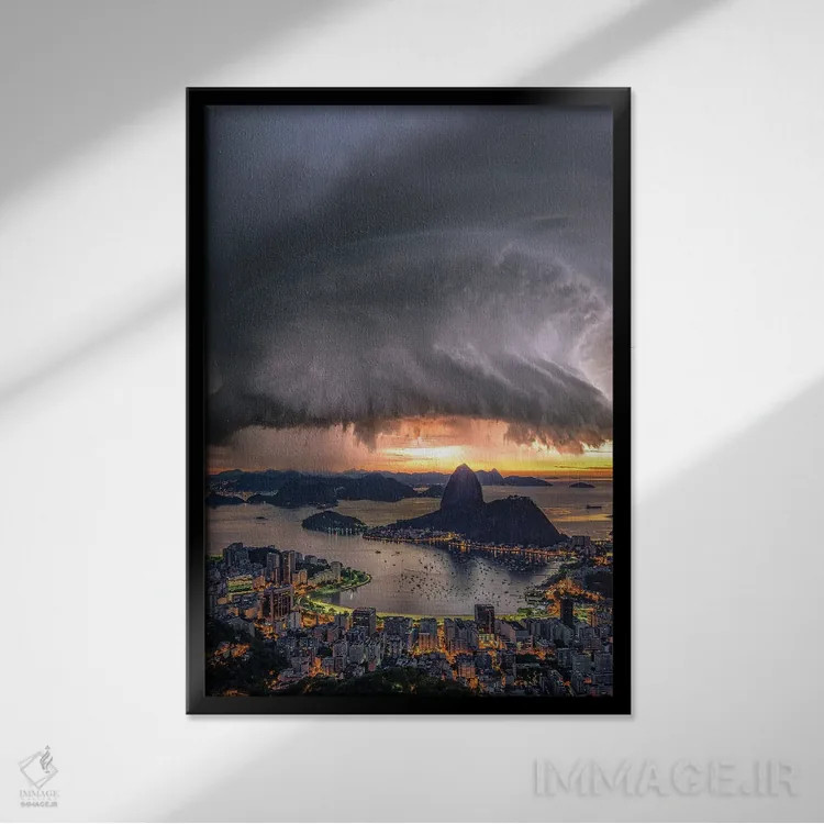 تابلو چرخش (ابر طوفانی) بر فراز ریو اثر برنت شاونور - نمای قابدار مشکی