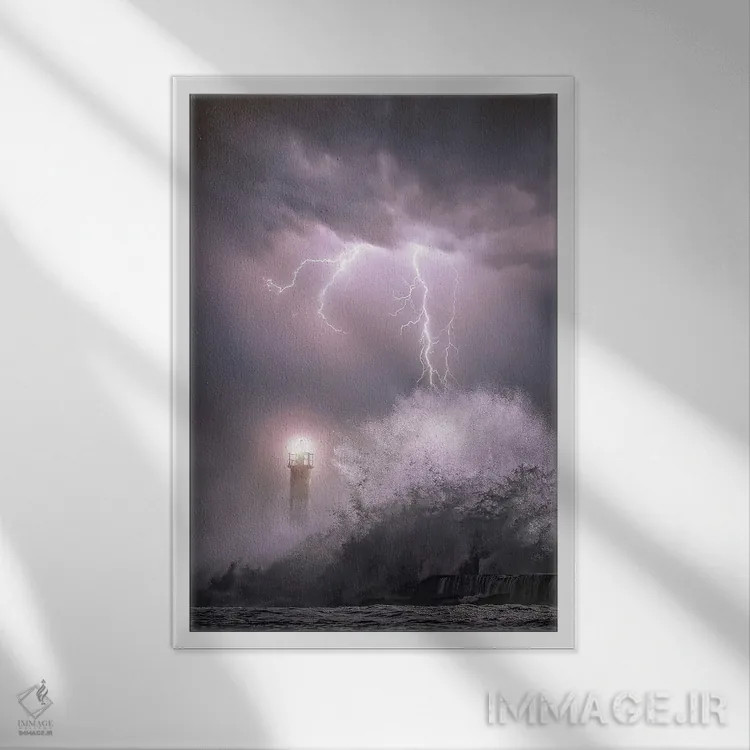 تابلو طوفان بارانی اثر برنت شاونور - نمای قابدار سفید