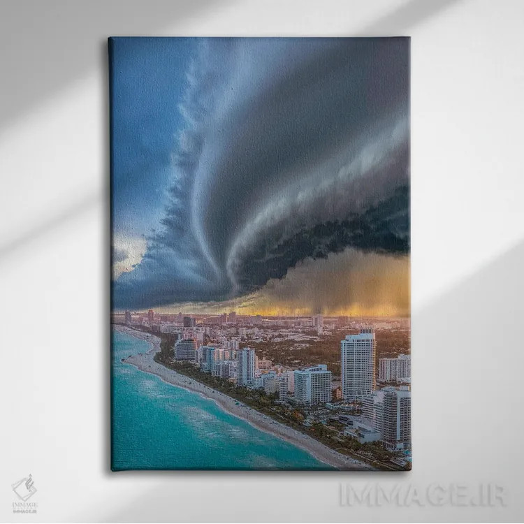 تابلو ابر طاقچهای میامی ۲.۰ اثر برنت شاونور - نمای روبهرو روی دیوار