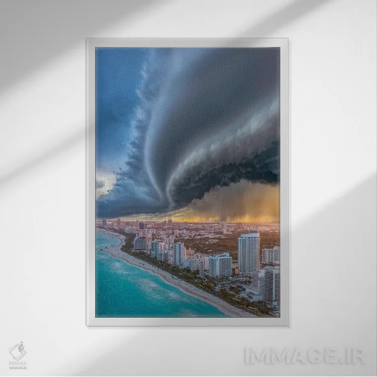 تابلو ابر طاقچهای میامی ۲.۰ اثر برنت شاونور - نمای قابدار سفید