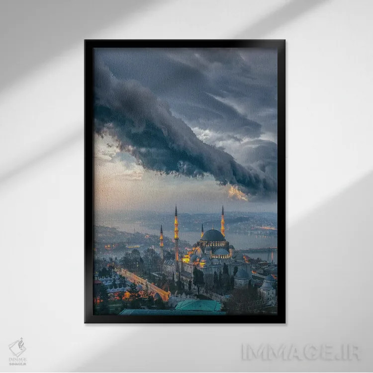 تابلو رعد و برق مسجد استانبول اثر برنت شاونور - نمای قابدار مشکی