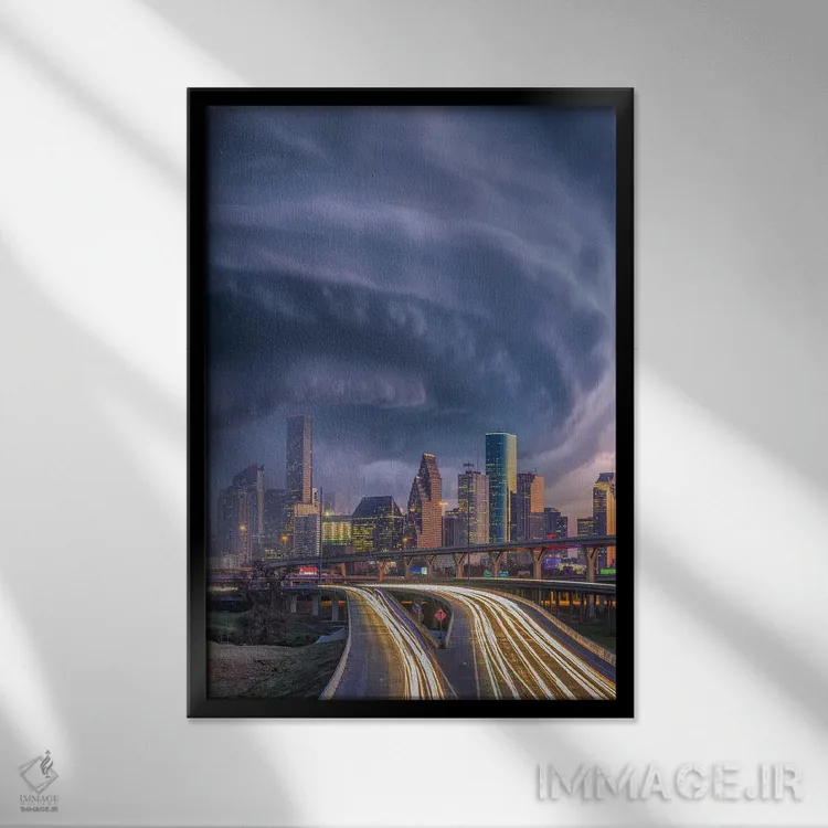 تابلو طوفان لورا در هیوستون اثر برنت شاونور - نمای قابدار مشکی