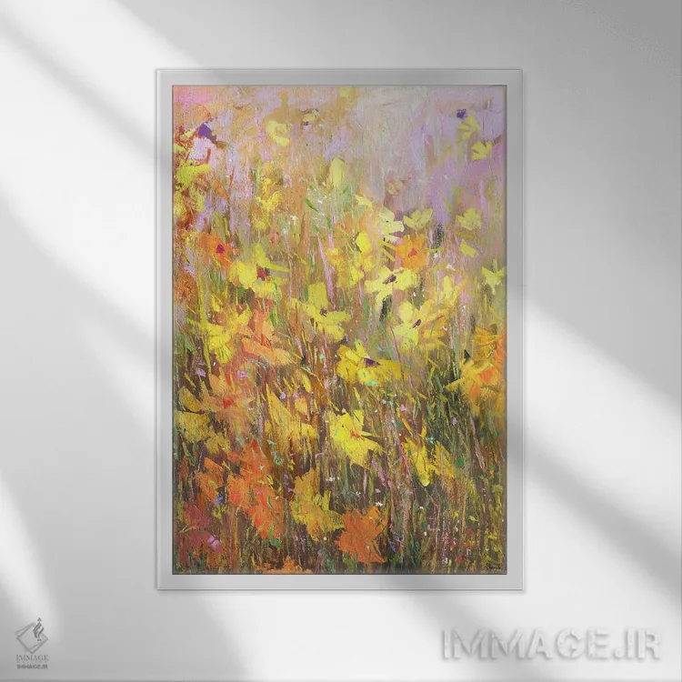 تابلو مزرعهٔ گلها ۸ اثر بنیتو سالمرون - نمای قابدار سفید