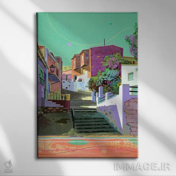 تابلو لا رکویخا (شهر اسپانیا) اثر بنیتو سالمرون - نمای روبهرو روی دیوار