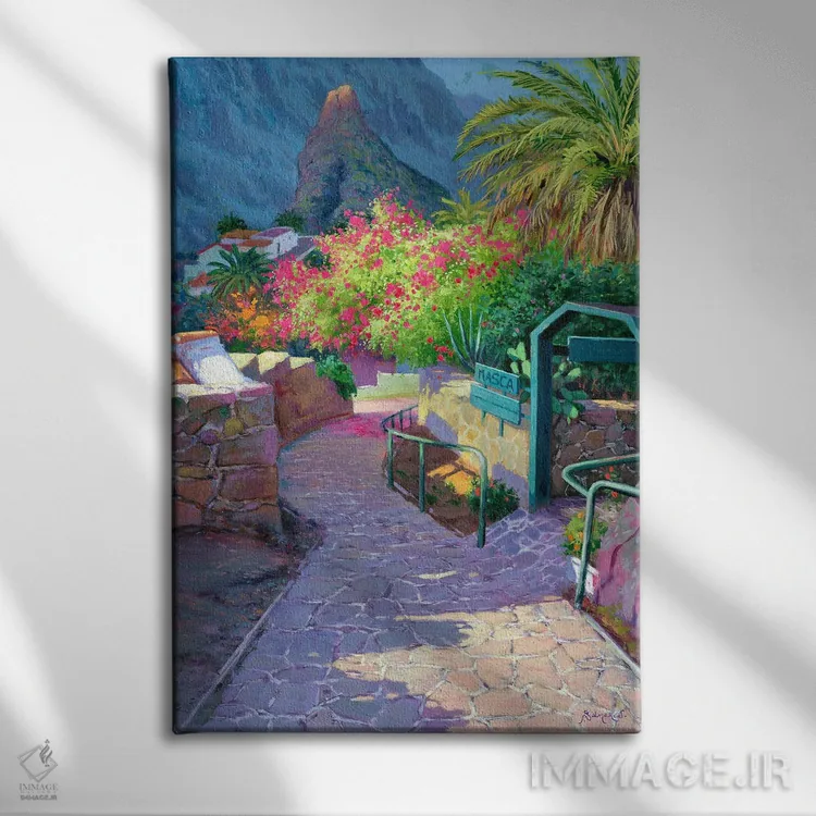 تابلو ماسکا ۱ (روستا در تنریف اسپانیا) اثر بنیتو سالمرون - نمای روبهرو روی دیوار