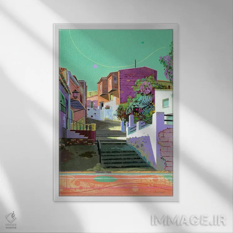 تابلو لا رکویخا (شهر اسپانیا) اثر بنیتو سالمرون - نمای قابدار سفید