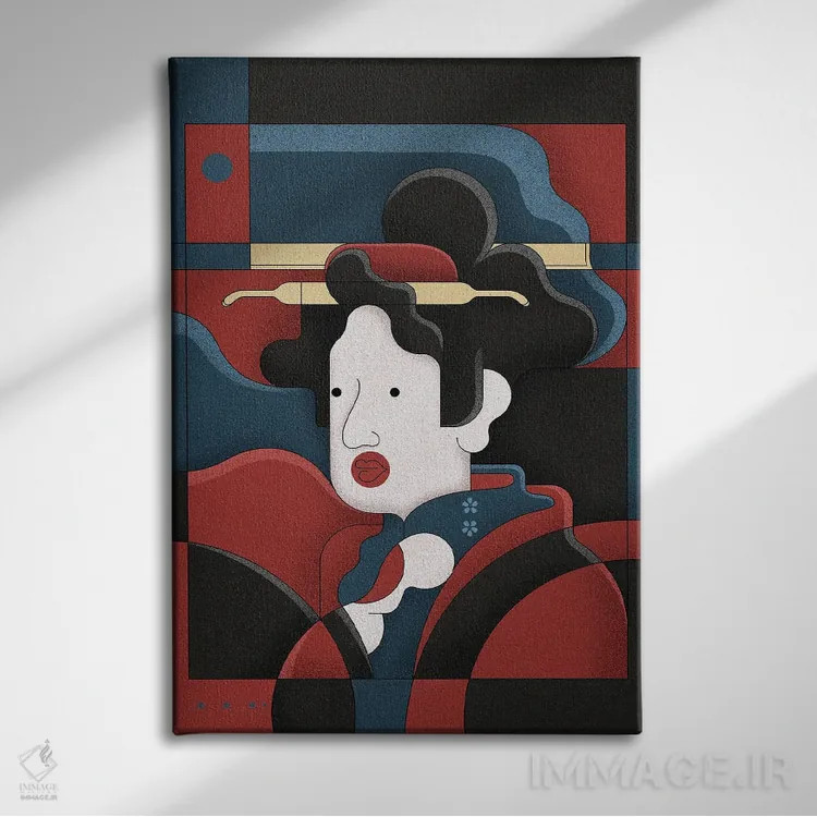 تابلو دختر ادو (ژاپن) اثر جان باتالگازی - نمای روبهرو روی دیوار