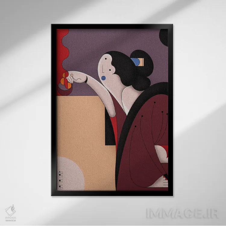 تابلو دختر شمع روشنکننده اثر جان باتالگازی - نمای قابدار مشکی