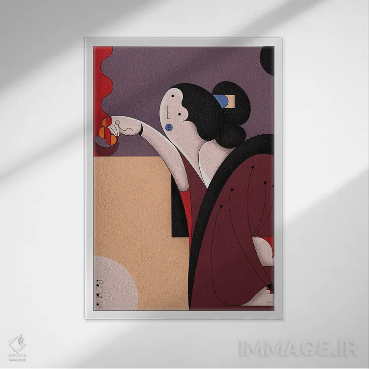 تابلو دختر شمع روشنکننده اثر جان باتالگازی - نمای قابدار سفید