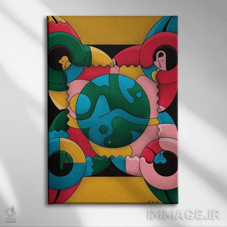 تابلو با هم اثر جان باتالگازی - نمای روبهرو روی دیوار