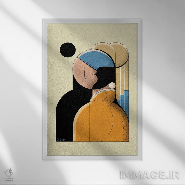 تابلو دختر با مروارید اثر جان باتالگازی - نمای قابدار سفید