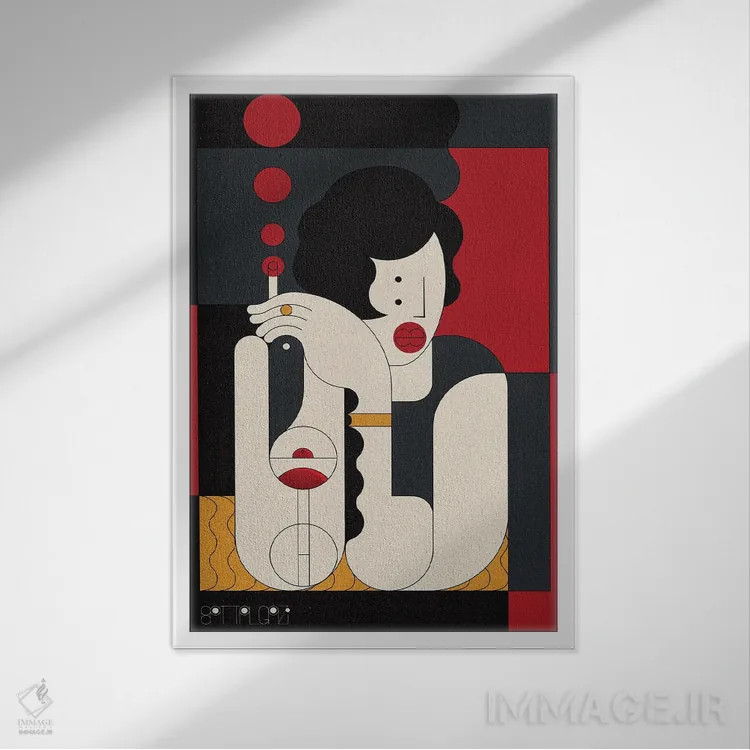 تابلو دختر کوکتل اثر جان باتالگازی - نمای قابدار سفید