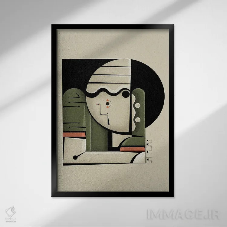 تابلو اوکییویه سبز (نقاشی ژاپنی) اثر جان باتالگازی - نمای قابدار مشکی