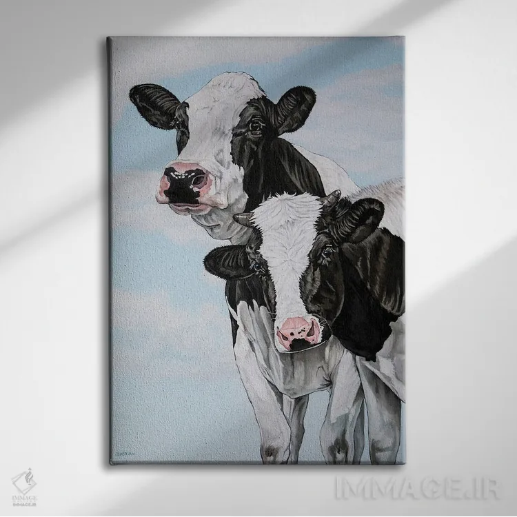 تابلو عشق گاو اثر کلارا باستین - نمای روبهرو روی دیوار
