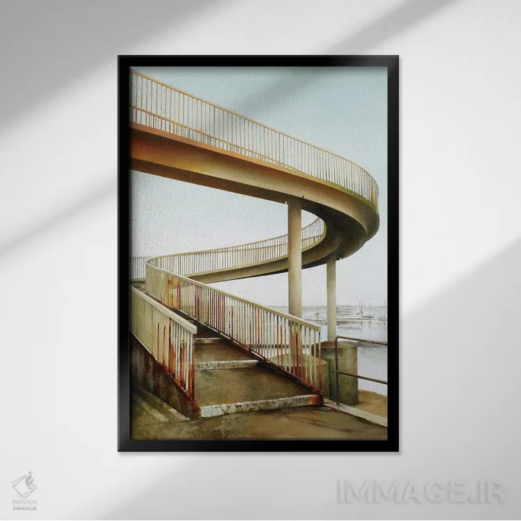 تابلو پل عابر پیاده اثر برحذر از خلأ (نام آرتیست/استودیو) - نمای قابدار مشکی