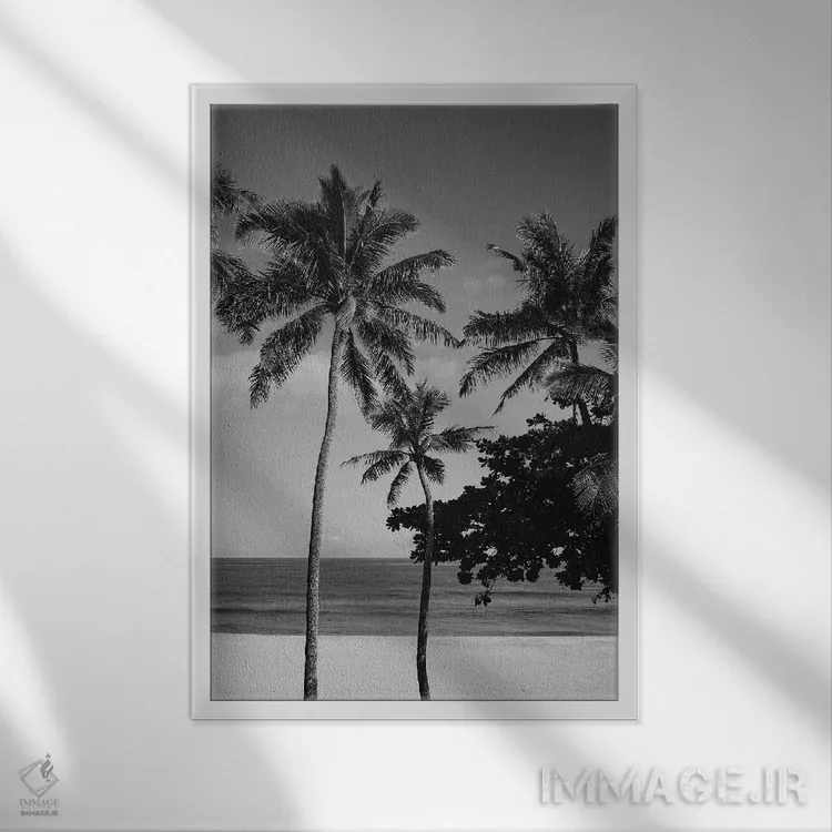 تابلو نخلهای هاوایی V اثر بثانی یانگ - نمای قابدار سفید