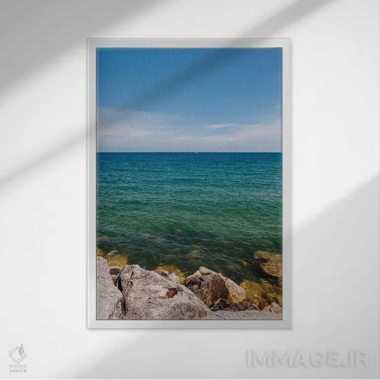 تابلو دریاچه میشیگان اثر بثانی یانگ - نمای قابدار سفید