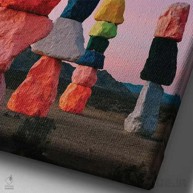 تابلو ماه هفت کوه جادویی چهار اثر بثانی یانگ - نمای نزدیک بافت بوم